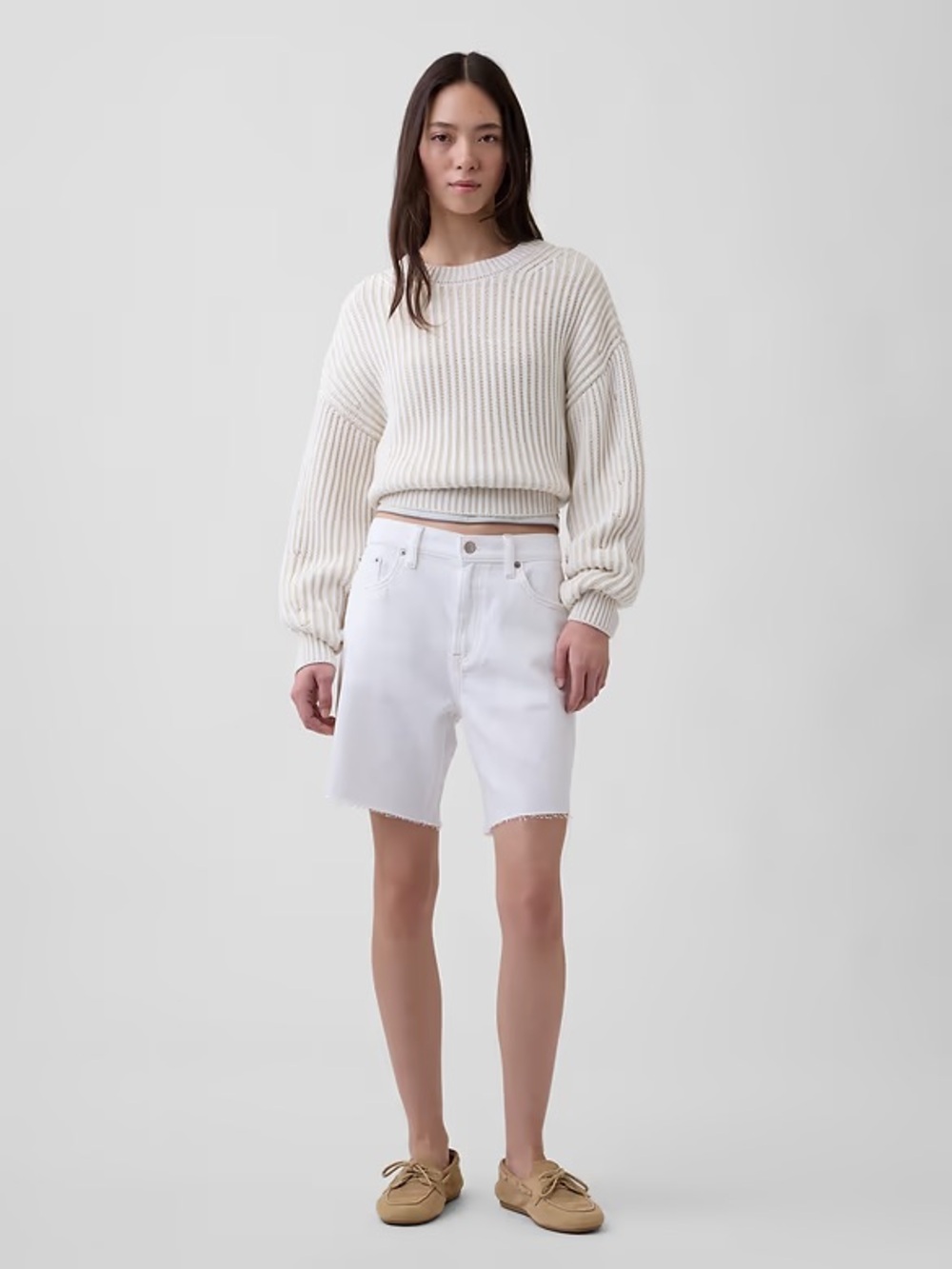 Denim Shorts White Bermuda GAP